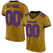 Load image into Gallery viewer, Custom Old Gold Purple-Black Mesh Authentic Football Jersey