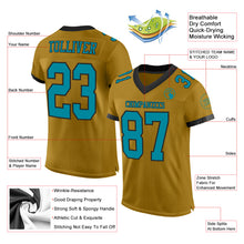 Load image into Gallery viewer, Custom Old Gold Teal-Black Mesh Authentic Football Jersey