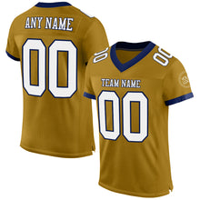 Load image into Gallery viewer, Custom Old Gold White-Navy Mesh Authentic Football Jersey