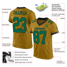 Load image into Gallery viewer, Custom Old Gold Kelly Green-Black Mesh Authentic Football Jersey