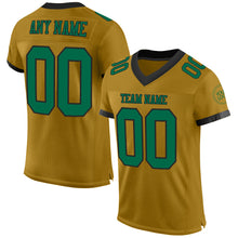 Load image into Gallery viewer, Custom Old Gold Kelly Green-Black Mesh Authentic Football Jersey