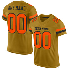 Load image into Gallery viewer, Custom Old Gold Orange-Black Mesh Authentic Football Jersey