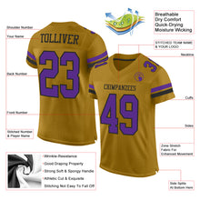 Load image into Gallery viewer, Custom Old Gold Purple-Black Mesh Authentic Football Jersey