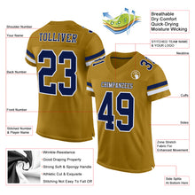 Load image into Gallery viewer, Custom Old Gold Navy-White Mesh Authentic Football Jersey