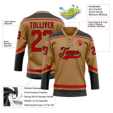 Load image into Gallery viewer, Custom Old Gold Red-Black Hockey Lace Neck Jersey