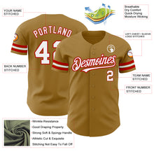 Load image into Gallery viewer, Custom Old Gold White-Red Authentic Baseball Jersey