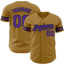 Load image into Gallery viewer, Custom Old Gold Purple-Black Authentic Baseball Jersey