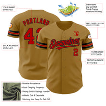 Load image into Gallery viewer, Custom Old Gold Red-Black Authentic Baseball Jersey