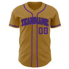 Load image into Gallery viewer, Custom Old Gold Purple-Black Authentic Baseball Jersey