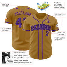 Load image into Gallery viewer, Custom Old Gold Purple-Black Authentic Baseball Jersey