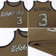 Load image into Gallery viewer, Custom Olive Camo-Black Round Neck Rib-Knit Salute To Service Basketball Jersey