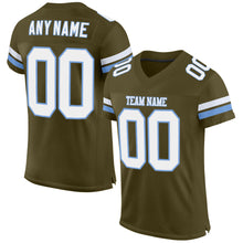 Load image into Gallery viewer, Custom Olive White-Light Blue Mesh Authentic Salute To Service Football Jersey