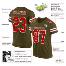 Load image into Gallery viewer, Custom Olive Red-White Mesh Authentic Salute To Service Football Jersey