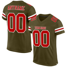 Load image into Gallery viewer, Custom Olive Red-White Mesh Authentic Salute To Service Football Jersey