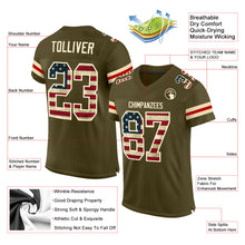 Load image into Gallery viewer, Custom Olive Vintage USA Flag-Cream Mesh Authentic Salute To Service Football Jersey
