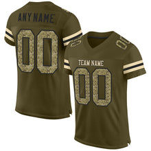 Load image into Gallery viewer, Custom Olive Camo-Black Mesh Authentic Salute To Service Football Jersey