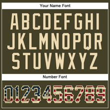 Load image into Gallery viewer, Custom Olive Vintage USA Flag-Cream Authentic Sleeveless Salute To Service Baseball Jersey