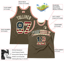Load image into Gallery viewer, Custom Olive Vintage USA Flag-Cream Authentic Throwback Salute To Service Basketball Jersey