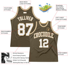 Load image into Gallery viewer, Custom Olive White-Old Gold Authentic Throwback Salute To Service Basketball Jersey