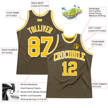 Load image into Gallery viewer, Custom Olive Gold-White Authentic Throwback Salute To Service Basketball Jersey
