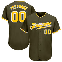 Load image into Gallery viewer, Custom Olive Gold-White Authentic Salute To Service Baseball Jersey