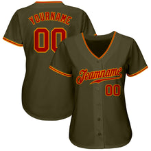 Load image into Gallery viewer, Custom Olive Red-Gold Authentic Salute To Service Baseball Jersey