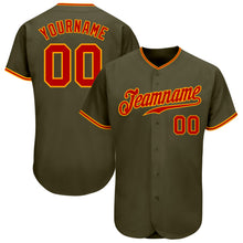 Load image into Gallery viewer, Custom Olive Red-Gold Authentic Salute To Service Baseball Jersey