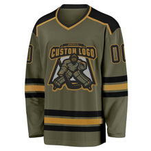 Load image into Gallery viewer, Custom Olive Black-Old Gold Salute To Service Hockey Jersey