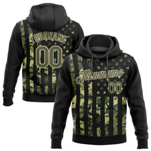 Load image into Gallery viewer, Custom Stitched Camo Olive-Cream 3D American Flag Fashion Sports Pullover Sweatshirt Salute To Service Hoodie