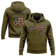 Load image into Gallery viewer, Custom Stitched Olive Vintage USA Flag-Black Sports Pullover Sweatshirt Salute To Service Hoodie