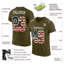 Load image into Gallery viewer, Custom Olive Vintage USA Flag-White Mesh Authentic Salute To Service Football Jersey