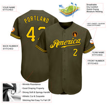 Load image into Gallery viewer, Custom Olive Gold-Black Authentic Salute To Service Baseball Jersey