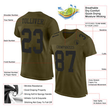 Load image into Gallery viewer, Custom Olive Black Mesh Authentic Salute To Service Football Jersey