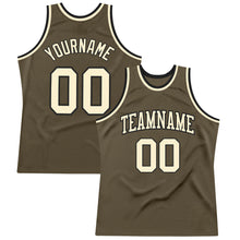 Load image into Gallery viewer, Custom Olive Cream-Black Authentic Throwback Salute To Service Basketball Jersey