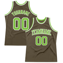 Load image into Gallery viewer, Custom Olive Neon Green-White Authentic Throwback Salute To Service Basketball Jersey
