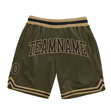 Load image into Gallery viewer, Custom Olive Black-Old Gold Authentic Throwback Salute To Service Basketball Shorts