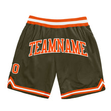 Load image into Gallery viewer, Custom Olive Orange-White Authentic Throwback Salute To Service Basketball Shorts