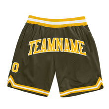 Load image into Gallery viewer, Custom Olive Gold-White Authentic Throwback Salute To Service Basketball Shorts