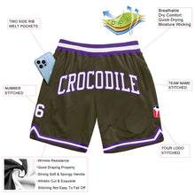 Load image into Gallery viewer, Custom Olive White-Purple Authentic Throwback Salute To Service Basketball Shorts
