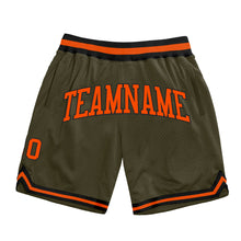 Load image into Gallery viewer, Custom Olive Orange-Black Authentic Throwback Salute To Service Basketball Shorts