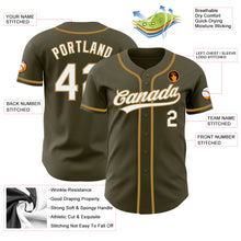Load image into Gallery viewer, Custom Olive White-Old Gold Authentic Salute To Service Baseball Jersey