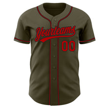 Load image into Gallery viewer, Custom Olive Red-Black Authentic Salute To Service Baseball Jersey