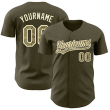 Load image into Gallery viewer, Custom Olive Camo-Cream Authentic Salute To Service Baseball Jersey