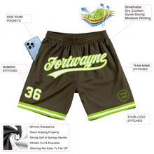 Load image into Gallery viewer, Custom Olive White-Neon Green Authentic Throwback Salute To Service Basketball Shorts