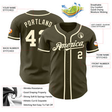 Load image into Gallery viewer, Custom Olive Cream Authentic Salute To Service Baseball Jersey
