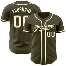Load image into Gallery viewer, Custom Olive Cream Authentic Salute To Service Baseball Jersey