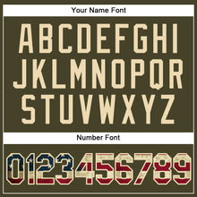 Load image into Gallery viewer, Custom Olive City Cream Pinstripe Vintage USA Flag Authentic Salute To Service Baseball Jersey