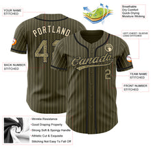Load image into Gallery viewer, Custom Olive City Cream Pinstripe Camo-Black Authentic Salute To Service Baseball Jersey