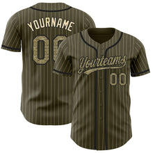 Load image into Gallery viewer, Custom Olive City Cream Pinstripe Camo-Black Authentic Salute To Service Baseball Jersey