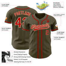 Load image into Gallery viewer, Custom Olive City Cream Pinstripe Red Authentic Salute To Service Baseball Jersey